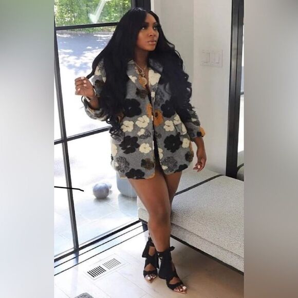 FLOWER TEDDY DETAIL JACKET - Picture 5 of 5